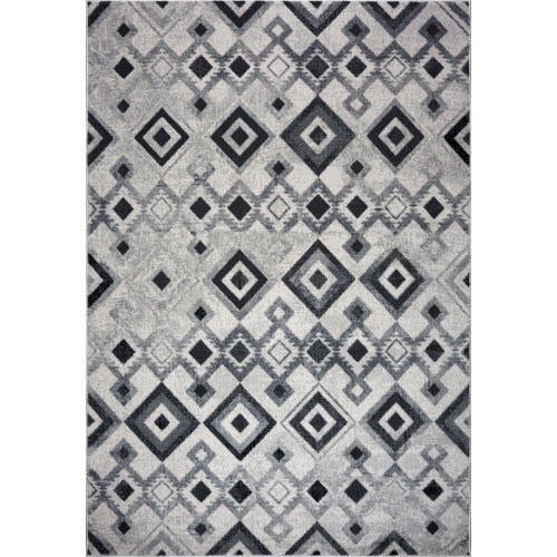 Dark Light Grey Modern Geometric Area Rug 9' x 12'5" Diamond Pattern