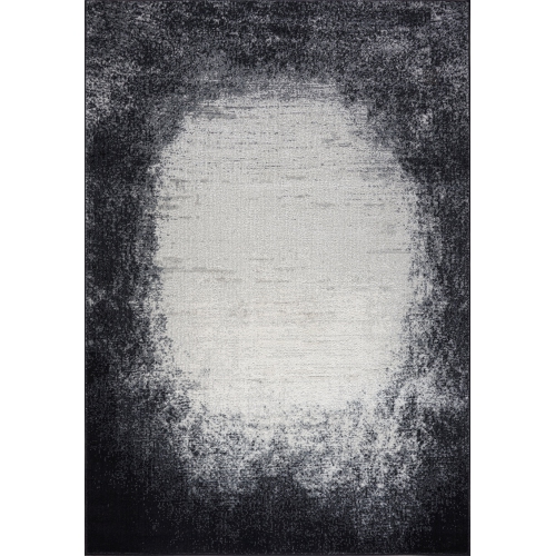 Dark Light Grey Modern Bordered Plain Solid Color Area Rug 7'10" x 10'5"