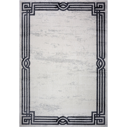 Tapis moderne à motif de courroies gris clair foncé, 6 pi 7 po x 9 pi 6 po