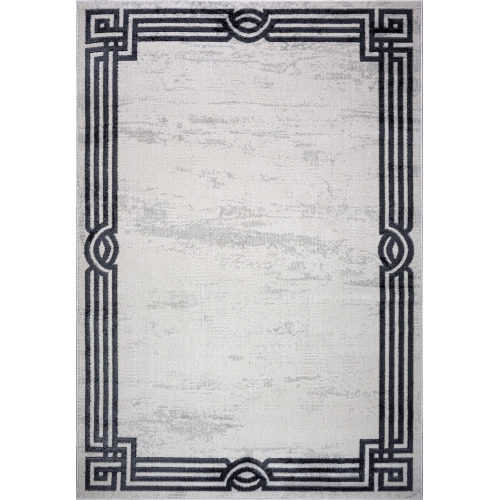 Dark Light Grey Modern Straps Design Area Rug 3'11" x 5'3"