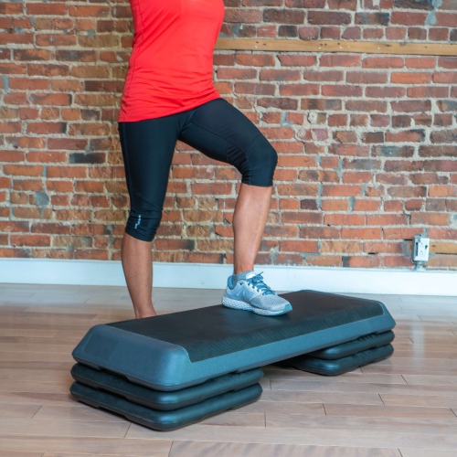 PRISP Professional Aerobic Stepper, 3 Levels, Large Adjustable Exercise Step Platform; 110 x 42 cm