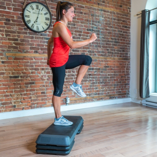 PRISP Professional Aerobic Stepper, 3 Levels, Large Adjustable Exercise Step Platform; 110 x 42 cm