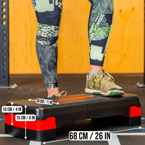 PRISP Adjustable Aerobic Stepper, 2 Height Levels Exercise Step Platform for Home Gym and Fitness Training; 68 x 28cm