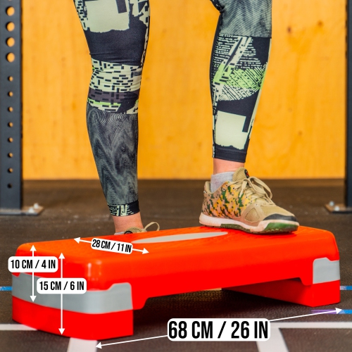 PRISP Adjustable Aerobic Stepper, 2 Height Levels Exercise Step Platform for Home Gym and Fitness Training; 68 x 28cm