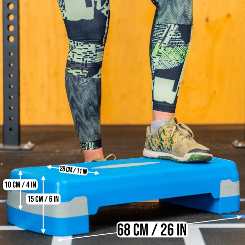PRISP Adjustable Aerobic Stepper, 2 Height Levels Exercise Step Platform for Home Gym and Fitness Training; 68 x 28cm
