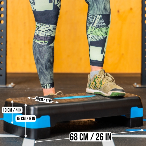 PRISP Adjustable Aerobic Stepper, 2 Height Levels Exercise Step Platform for Home Gym and Fitness Training; 68 x 28cm