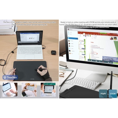 XP-PEN Deco 01 V2 Graphics Tablet 10x6.25 Inch Drawing Pen Tablet 8192 Levels Pressure Battery-Free Pen with Tilt Function Android Supported and 8