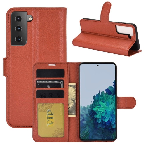 [CS] Samsung Galaxy S21 5G 6.2" Case, Magnetic Leather Folio Wallet Flip Case Cover with Card Slot, Brown