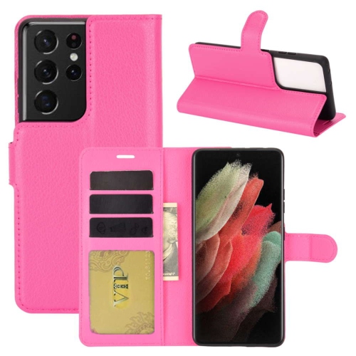 [CS] Samsung Galaxy S21 Ultra 5G 6.8" Case, Magnetic Leather Folio Wallet Flip Case Cover with Card Slot, Hot Pink