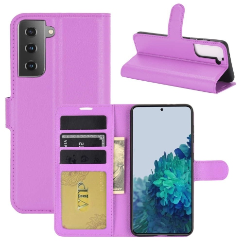 [CS] Samsung Galaxy S21 5G 6.2" Case, Magnetic Leather Folio Wallet Flip Case Cover with Card Slot, Purple