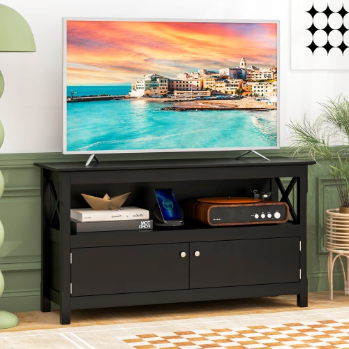 Costway Free Standing TV Cabinet Wooden Console TV Media Entertainment