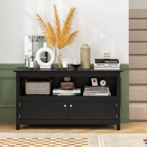 Costway Free Standing TV Cabinet Wooden Console TV Media Entertainment