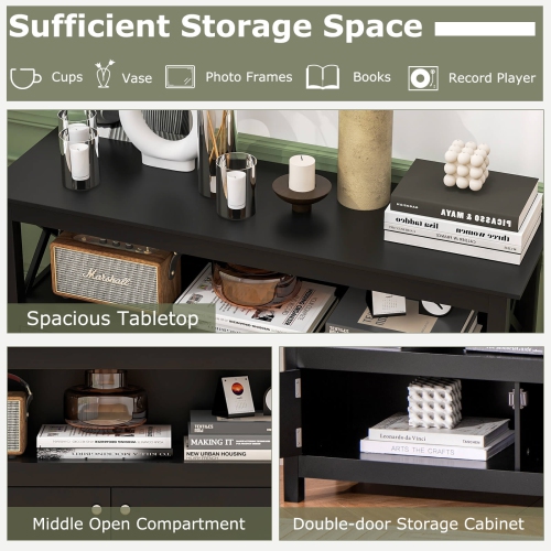 Costway Free Standing TV Cabinet Wooden Console TV Media Entertainment