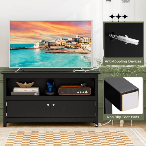 Costway Free Standing TV Cabinet Wooden Console TV Media Entertainment