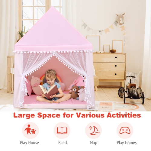 Costway Kids Play Tent Large Playhouse Children Play Castle Fairy Tent Gift w/ Mat