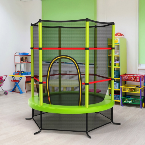 Costway Youth Jumping Round Trampoline 55'' Exercise W/ Safety Pad Enclosure Combo Kids