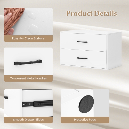 Costway 2-Drawer Stackable Organizer Horizontal Storage Cabinet Dresser Chest
