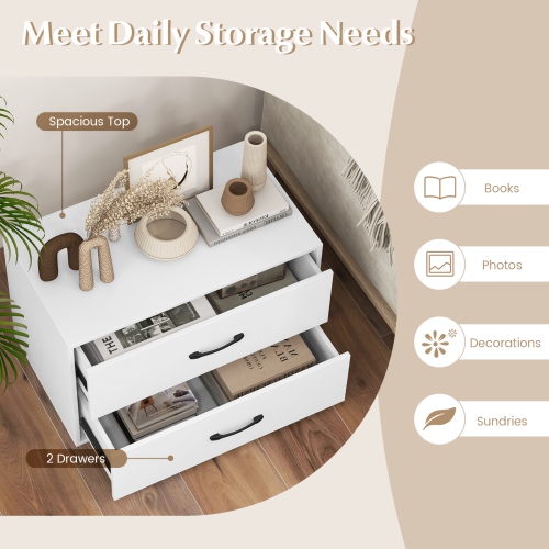 Costway 2-Drawer Stackable Organizer Horizontal Storage Cabinet Dresser Chest