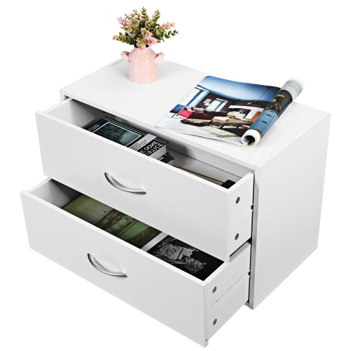 Costway 2-Drawer Stackable Organizer Horizontal Storage Cabinet Dresser Chest