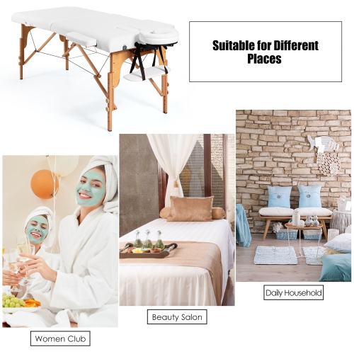 Costway 84''L Portable Massage Table Adjustable Facial Spa Bed Tattoo w/ Carry Case