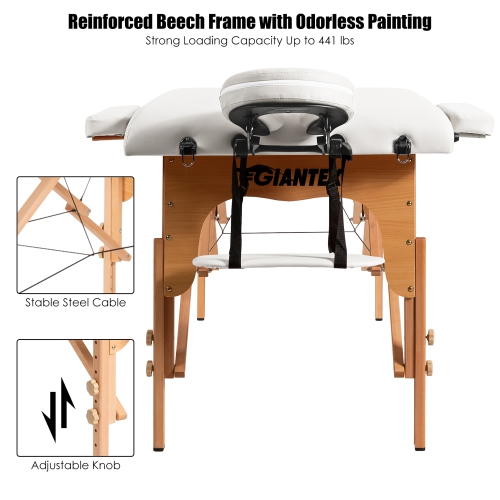 Costway 84''L Portable Massage Table Adjustable Facial Spa Bed Tattoo w/ Carry Case