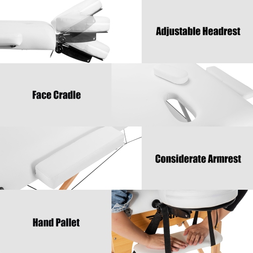 Costway 84''L Portable Massage Table Adjustable Facial Spa Bed Tattoo w/ Carry Case