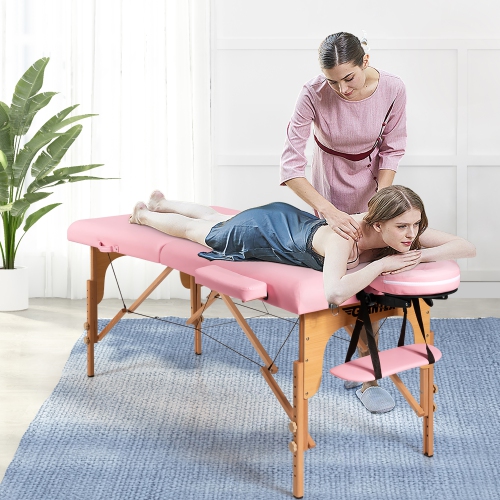 84''L Portable Massage Table Adjustable Facial Spa Bed Tattoo w/ Carry Case WhiteBlackPinkRed