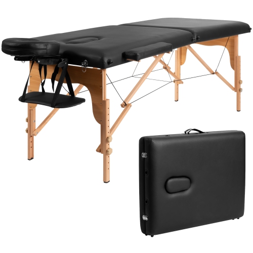 COSTWAY  84''l Portable Massage Table Adjustable Facial Spa Bed Tattoo W/ Carry Case