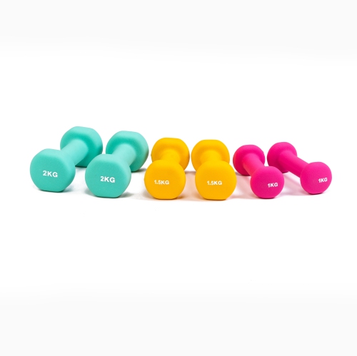 PRISP Dumbbells Set with Rack, 3 Pairs of Neoprene Free Weights with Stand