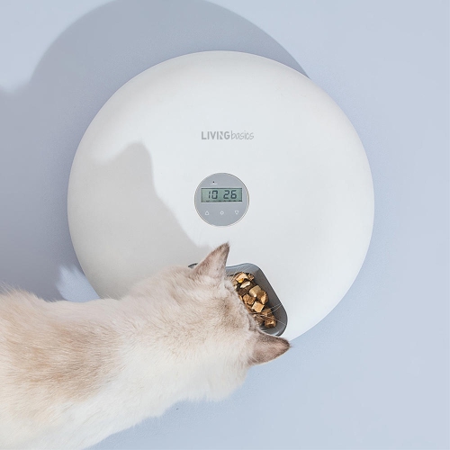 Automatic Cat Feeder with Timer, 6 Compartments BPA Free Dry Wet Food Dispenser for Cats and Small Dog Pet -LIVINGbasics