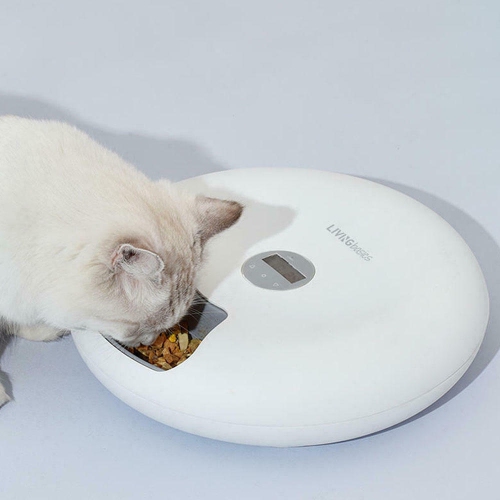 Automatic Cat Feeder with Timer, 6 Compartments BPA Free Dry Wet Food Dispenser for Cats and Small Dog Pet -LIVINGbasics