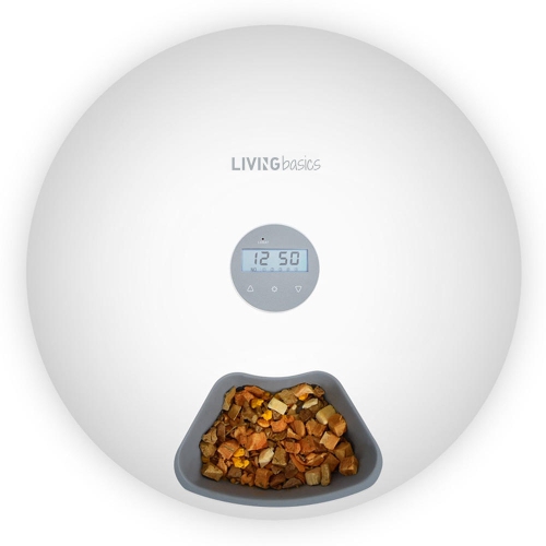 Automatic Cat Feeder with Timer, 6 Compartments BPA Free Dry Wet Food Dispenser for Cats and Small Dog Pet -LIVINGbasics