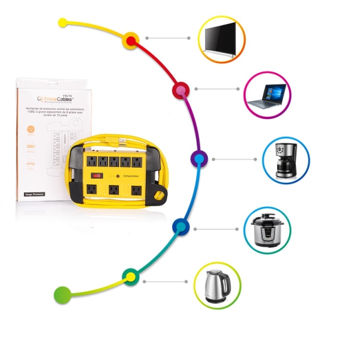 8 Outlets Metal Housing Surge Protector with 14AWG 10Ft Cord, 1350 Joules
