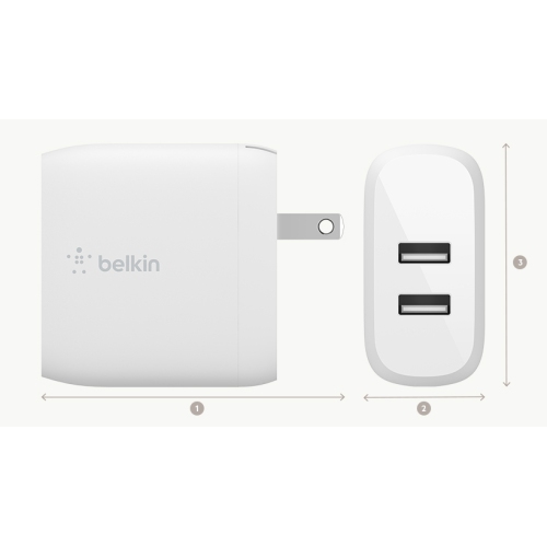 Belkin Boost Charge Dual USB-A Wall Charger - White