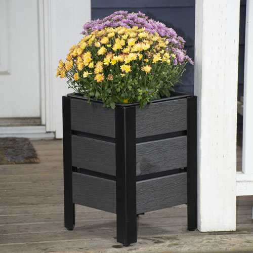 Grapevine Square Polywood Planter Grey - 2 Pack
