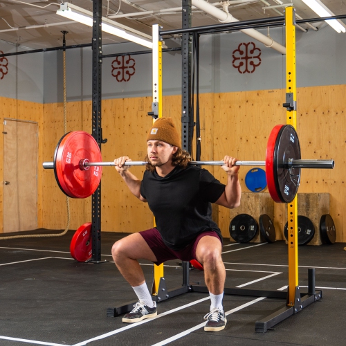 PRISP Multifunction Adjustable Squat Stand - Barbell Weight Rack with Pull-Up Bar for Home Gym