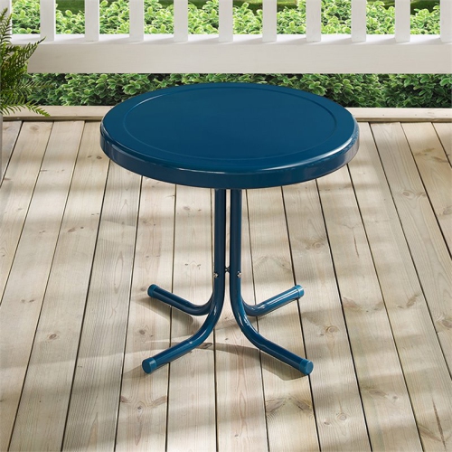 Crosley Retro Metal Patio End Table in Navy