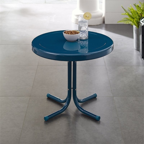 Crosley Retro Metal Patio End Table in Navy