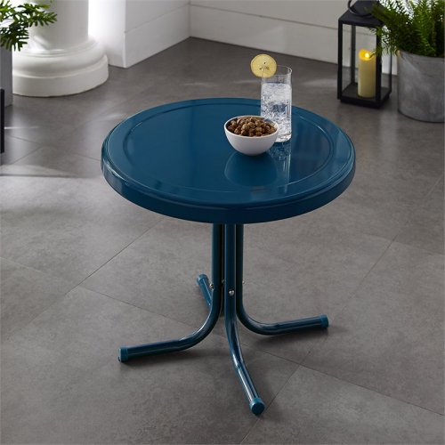 Crosley Retro Metal Patio End Table in Navy