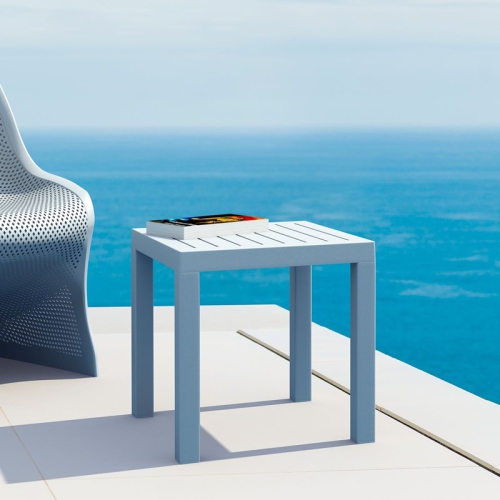 Compamia Ocean Square Resin Patio Side Table Silver Gray