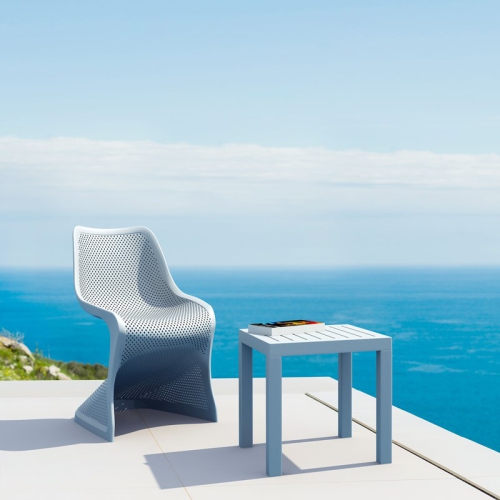 Compamia Ocean Square Resin Patio Side Table Silver Gray