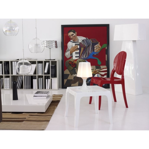 Compamia Queen Polycarbonate Patio Side Table in Glossy White