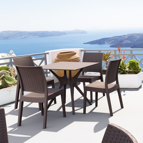 Compamia Ibiza 31" Square Patio Dining Table in Brown