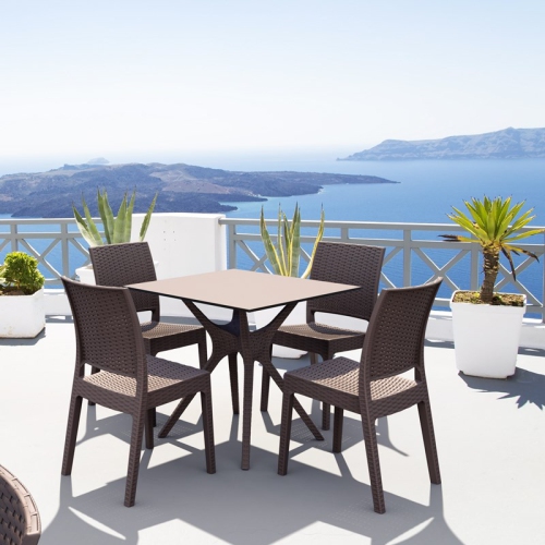 Compamia Ibiza 31" Square Patio Dining Table in Brown