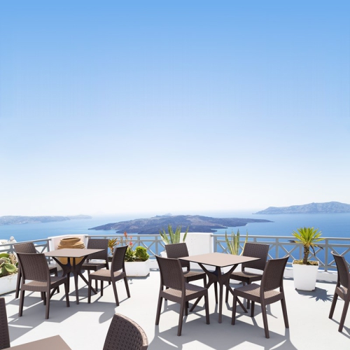 Compamia Ibiza 31" Square Patio Dining Table in Brown