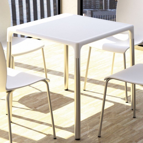 Compamia Mango 28" Aluminum Patio Dining Table in White