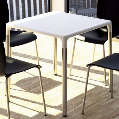 Compamia Mango 28" Aluminum Patio Dining Table in White