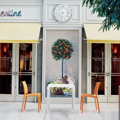 Compamia Mango 28" Aluminum Patio Dining Table in White