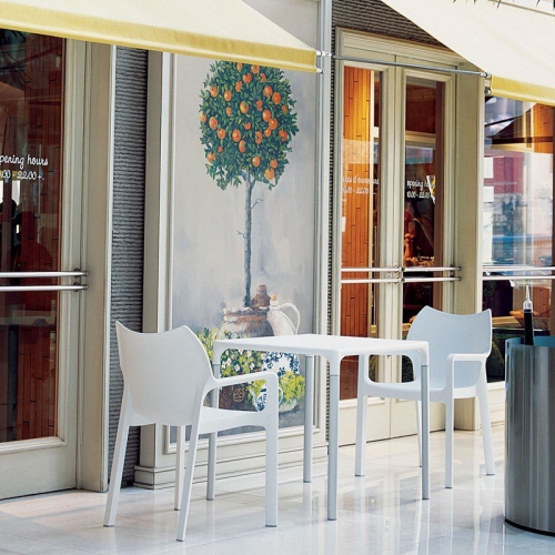 Compamia Mango 28" Aluminum Patio Dining Table in White