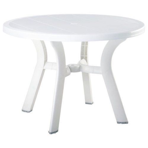 COMPAMIA  Truva Transitional Plastic 42" Round Resin Patio Dining Table In White